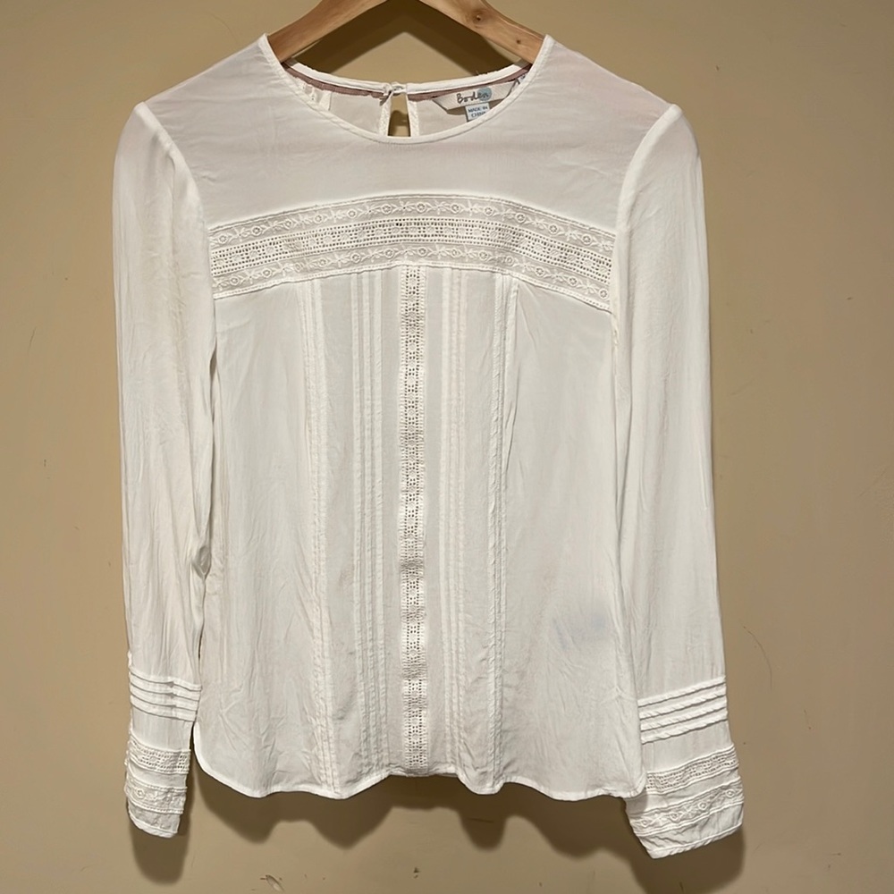 Boden white embroidered top